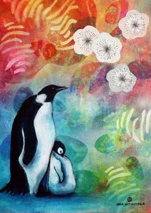 Pinguinfamilie in Blüte