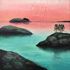 Pinker Himmel Insel-Landschaft