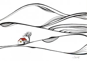 Haus auf dem Hügel mit rotem Dach