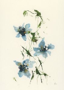 Blaue Blumen in Aquarell