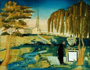 Frau am Denkmal für den Ehemann des Künstlers, ca. 1800-20 (Seide)