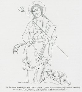 St. Dunstan kniet zu Füßen Christi von Anna Brownell Jameson
