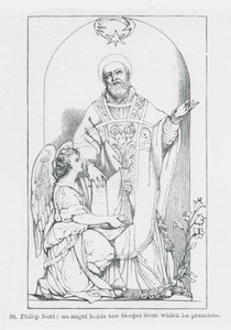 St. Philipp Neri, ein Engel hält das Evangelium, aus dem er predigt von Anna Brownell Jameson
