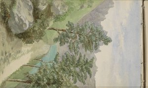 Berglandschaft mit Wasser bei Glion