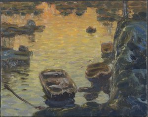 Eine Frühlingsnacht während der Angelsaison. Studie von Lofoten, 1910
