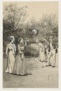 Männer und Frauen spielen Krocket von Anna Maria Kruijff