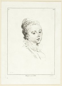Frauenkopf (nach links gewandt) von Anne Claude Philippe Caylus