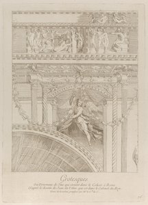 Grotesken: Detail der Stuckreliefs, die das Kolosseum in Rom schmücken, mit einem Flügel..., ca. 1729