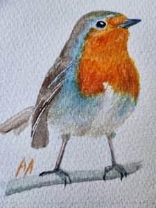 Charmanter Aquarell-Rotkehlchen