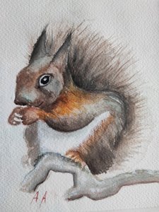 Aquarell-Wald-Eichhörnchen