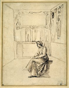 Eine Frau, die in einem Raum sitzt von Annibale Carracci