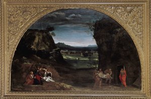 Landschaft mit Kreuzabnahme von Annibale Carracci