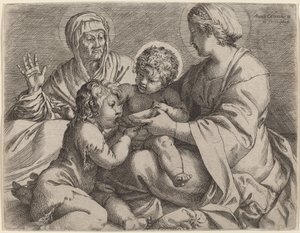 Madonna und Kind mit den Heiligen Elisabeth und Johannes dem Täufer (La Madonna della Scodella) von Annibale Carracci