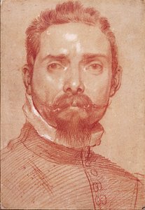 Porträt des Lautenspielers Giulio Mascheroni (Porträt du joueur de luth Giulio Mascheroni) Rötel von Annibale Carracci (Carrache) (1560-1609) ca. 1594 Albertina, Wien
