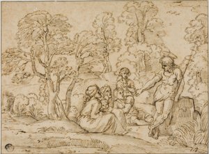 Johannes der Täufer predigt von Annibale Carracci