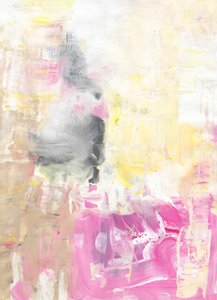 Lebendige rosa-gelbe Abstraktion von Annick
