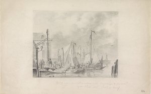 Ankunft in Amsterdam von Flüchtlingen der Überschwemmung, 1825 von Anonymous