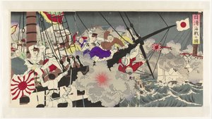 Abbildung der Seeschlacht während des Chinesisch-Japanischen Krieges