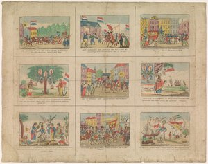 Blatt mit 9 Darstellungen historischer Ereignisse in den Jahren 1813-1814 von Anonymous