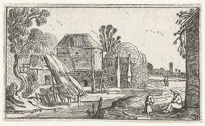 Bauernhof und Scheune auf Pfählen am Wasser