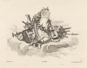 Kartusche mit Musikinstrumenten