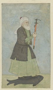 Der heilige Khwaja Khadir mit einem Schwert in der Hand, stehend auf einem Fisch von Anonymous