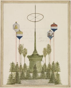 Dekoration um den Brunnen auf dem großen Markt in Middelburg, bei der Ankunft von S.M. König Wilhelm III. in dieser Stadt, am 21. Mai 1862 (Titel auf dem Objekt)
