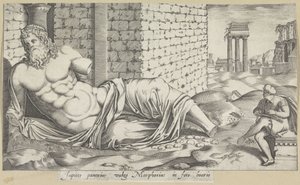 Ein Zeichner bei der Statue des Tiber (Marforio)