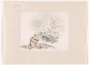 Eine Frau betet zu Maria mit dem Christuskind