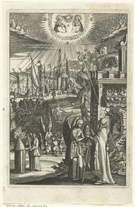 Emblem mit dem Menschen, der sich der Allgegenwart Gottes in allem bewusst ist
