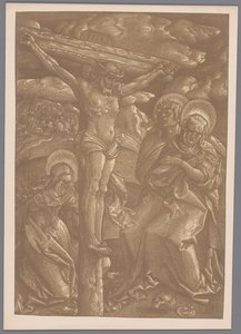 Fotoreproduktion des Clair-Obscur-Holzschnitts Christus am Kreuz von Hans Baldung Grien von Anonymous