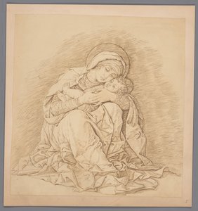 Fotoreproduktion der Gravur Sitzende Maria mit Kind von Andrea Mantegna von Anonymous