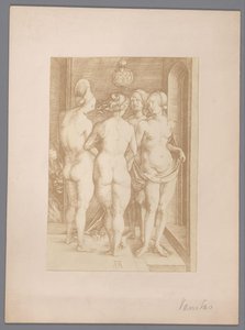 Fotoreproduktion eines Kupferstichs von vier nackten Frauen von Albrecht Dürer