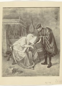 Fotoreproduktion des Gemäldes Die kranke Frau von Jan Steen von Anonymous