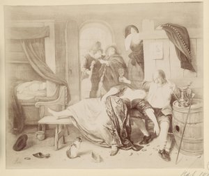Fotoreproduktion des Gemäldes Das betrunkene Paar von Jan Steen