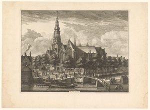 Ansicht der Oude Kerk in Amsterdam von der Oudezijds Voorburgwal von Anonymous