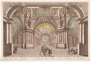 Ansicht der drei Galerien des Palastes der Kunst und Wissenschaft in Rom von Anonymous