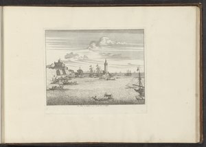 Ansicht des Hafens mit einem Leuchtturm und einem Palast in Neapel