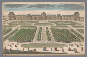 Ansicht des Palais des Tuileries in Paris vom Jardin des Tuileries aus gesehen von Anonymous