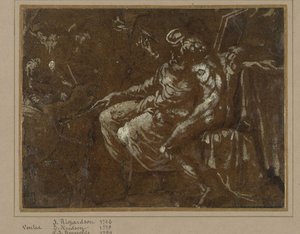 Gruppe von Philosophen um einen Globus (Abraham und Lot teilen die Welt?) von Anonymous