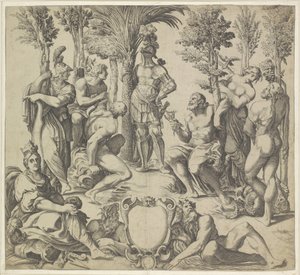 Herzog von Mantua mit den sechs wichtigsten heidnischen Göttern