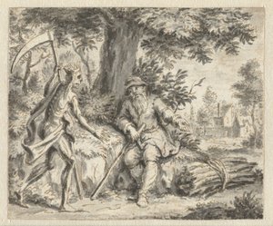 Holzfäller und der Tod (Entwürfe für Illustrationen zu einer Ausgabe von Jean de la Fontaine