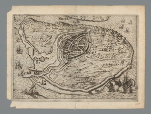 Karte der Insel Voorne und Plan von Brielle, 1572