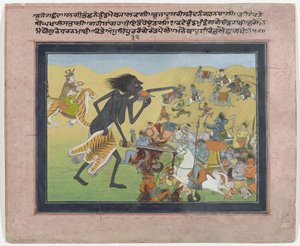 Kali kämpft gegen die Dämonen Chanda und Munda
