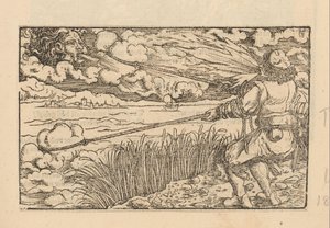 Landarbeiter versucht, eine Wolke zu fangen, während eine Wolke zurückbläst von Anonymous