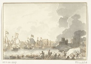Landung der englischen und niederländischen Flotte bei Cadiz, 1702 von Anonymous