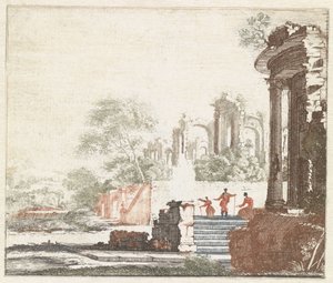 Landschaft mit zwei römischen Ruinen von Anonymous