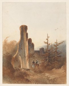 Landschaft mit zwei Reitern bei einer Ruine von Anonymous