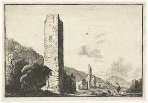 Landschaft mit quadratischem Turm