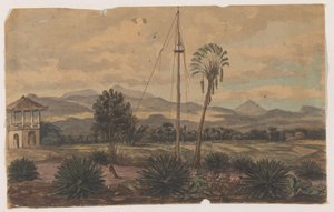 Landschaft mit Fahnenmast von Anonymous